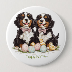 Happy Oaster Bernese Berge Hunde Ostereier Button