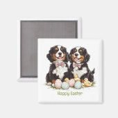 Happy Oaster Bernese Berge Hunde Ostereier Magnet (Vorderseite/Rückseite)