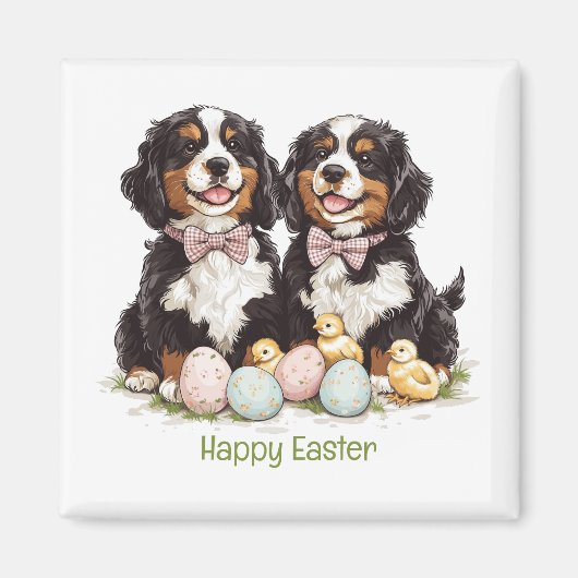 Happy Oaster Bernese Berge Hunde Ostereier Magnet (Vorne)