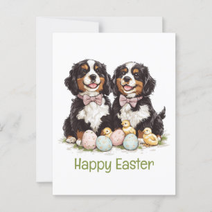 Happy Oaster Bernese Berge Hunde Ostereier Postkarte