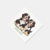 Happy Oaster Bernese Berge Hunde Ostereier Serviette (Ecke)