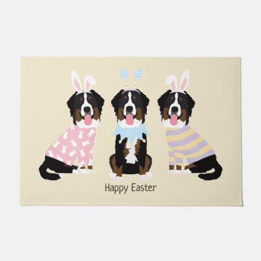 Happy Oaster Bernese Mountain Hunde Fußmatte (Vorderseite)