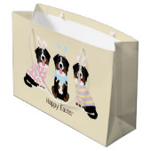 Happy Oaster Bernese Mountain Hunde Große Geschenktüte (Rückseite Schrägansicht)