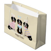 Happy Oaster Bernese Mountain Hunde Große Geschenktüte (Vorderseite Schrägansicht)