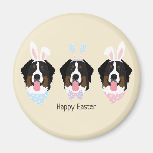 Happy Oaster Bernese Mountain Hunde Magnet (Vorne)