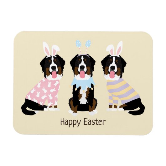 Happy Oaster Bernese Mountain Hunde Magnet (Horizontal)