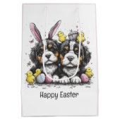 Happy Oaster Bernese Mountain Hunde Mittlere Geschenktüte (Rückseite)