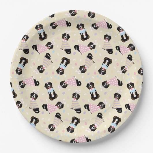 Happy Oaster Bernese Mountain Hunde Pappteller (Vorderseite)