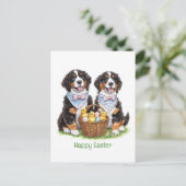 Happy Oaster Bernese Mountain Hunde Postkarte (Stehend Vorderseite)