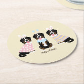 Happy Oaster Bernese Mountain Hunde Runder Pappuntersetzer (Angewinkelt)