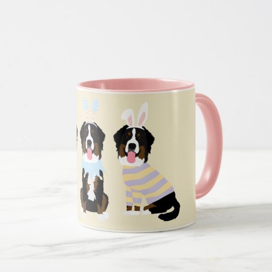 Happy Oaster Bernese Mountain Hunde Tasse (VorderseiteRechts)