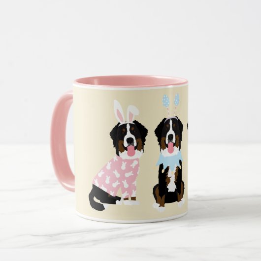 Happy Oaster Bernese Mountain Hunde Tasse (Vorderseite Links)