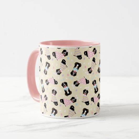 Happy Oaster Bernese Mountain Hunde Tasse (Vorderseite Links)