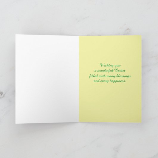 Happy Oaster Bible Verse John 11:25 Gelbes Kreuz Karte (Innenseite)