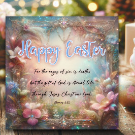 Happy Oaster Bible Verse Pastel Blume Christlich Feiertagskarte