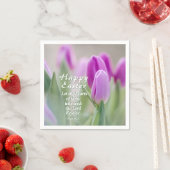 Happy Oaster Bible Verse Pink Tulips Serviette (Beispiel)