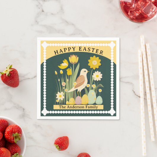 Happy Oaster Birds Spring Serviette (Beispiel)