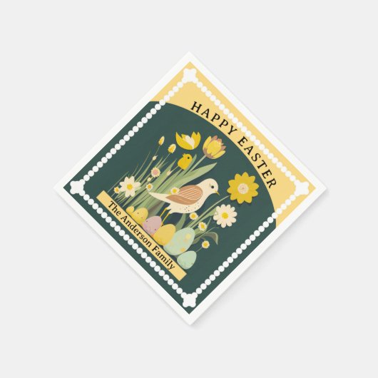 Happy Oaster Birds Spring Serviette (Ecke)