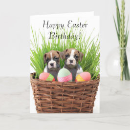 Happy Oaster Birthday Boxer Welpen-Karte Feiertagskarte