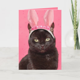 Happy Oaster Black Cat in Bunny Ears Feiertagskarte