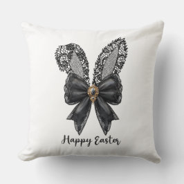 Happy Oaster Black Lace Bunny Lace Oars Lace Bow Kissen