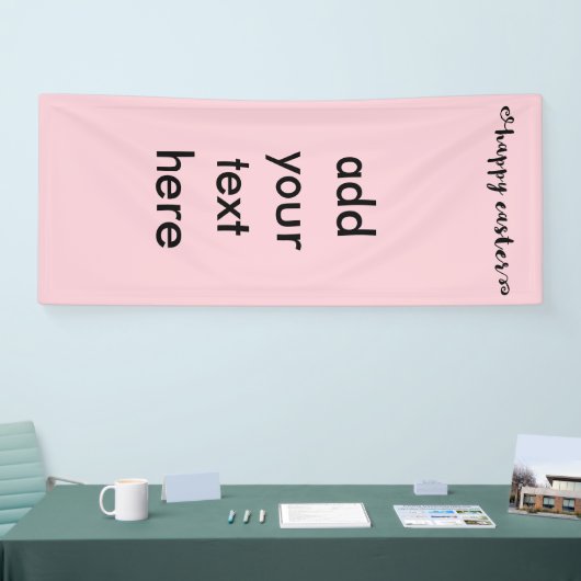 Happy Oaster Black Typografy Soft Pink Background Banner (Messe)