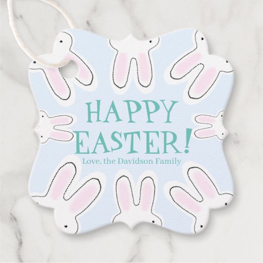 Happy Oaster blassblau niedliche Peeking Bands Cus Geschenkanhänger (Vorderseite)