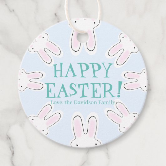 Happy Oaster blassblau niedliche Peeking Bands lus Geschenkanhänger (Vorderseite)