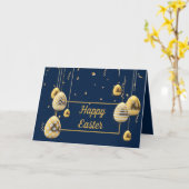 Happy Oaster Blue and Golden Eggs Gruß Karte (Gelbe Blume)