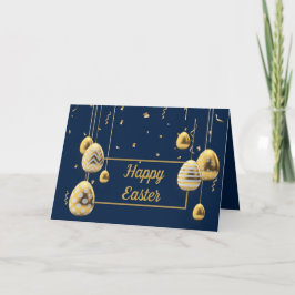Happy Oaster Blue and Golden Eggs Gruß Karte