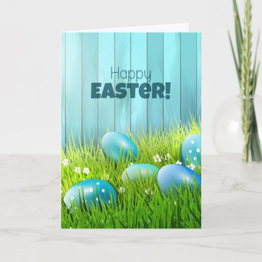 Happy Oaster Blue and White Eggs Gruß Karte (Vorderseite)