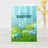 Happy Oaster Blue and White Eggs Gruß Karte (Gelbe Blume)