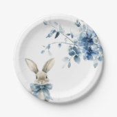 Happy Oaster Blue Bunny Floral Pappteller (Vorderseite)