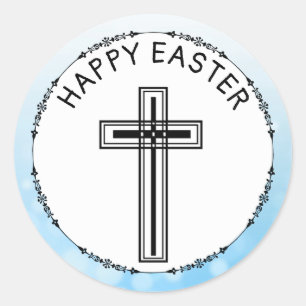 Happy Oaster Blue Cross Religious Stickers