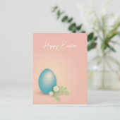 Happy Oaster Blue Egg in Pink Postkarte (Stehend Vorderseite)