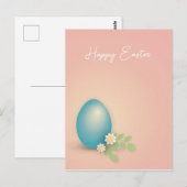 Happy Oaster Blue Egg in Pink Postkarte (Vorne/Hinten)