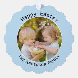 Happy Oaster Blue Personalisiertes Foto Dekoration Ornament Karte