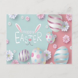 Happy Oaster Blue Pink Lila dekorierte Eier Postkarte