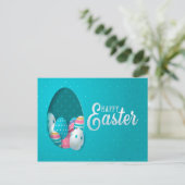 Happy Oaster Blue Pink White Eggs Gruß Postkarte (Stehend Vorderseite)