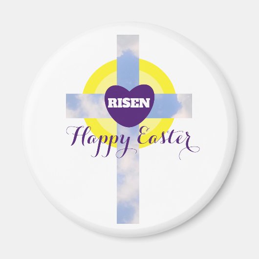 Happy Oaster Blue Sky Cross Auferstehungstag Magnet (Vorne)