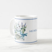 Happy Oaster Blume Blue Bunny Rabbit Personalisier Kaffeetasse (Vorderseite Links)