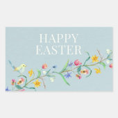 Happy Oaster Blumenvogel Rechteckiger Aufkleber (Vorderseite)