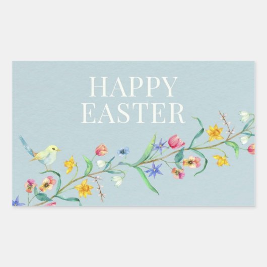 Happy Oaster Blumenvogel Rechteckiger Aufkleber (Vorderseite)