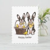 Happy Oaster Boston Terrier Dogs Feiertagskarte (Stehend Vorderseite)