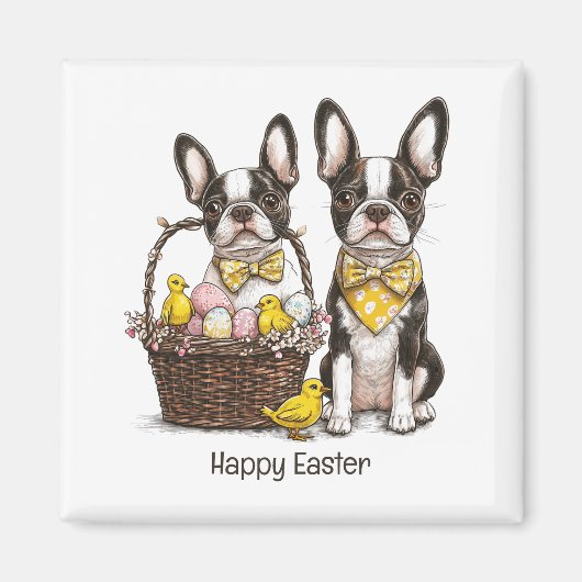 Happy Oaster Boston Terrier Dogs Magnet (Vorne)