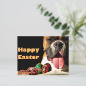 Happy Oaster Boxer Dog Postkarte (Stehend Vorderseite)