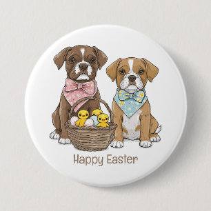 Happy Oaster Boxer Hunde Button