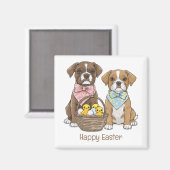 Happy Oaster Boxer Hunde Magnet (Vorderseite/Rückseite)