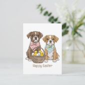 Happy Oaster Boxer Hunde Postkarte (Stehend Vorderseite)