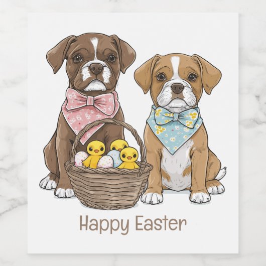 Happy Oaster Boxer Hunde Weinetikett (Einzelnes Label)